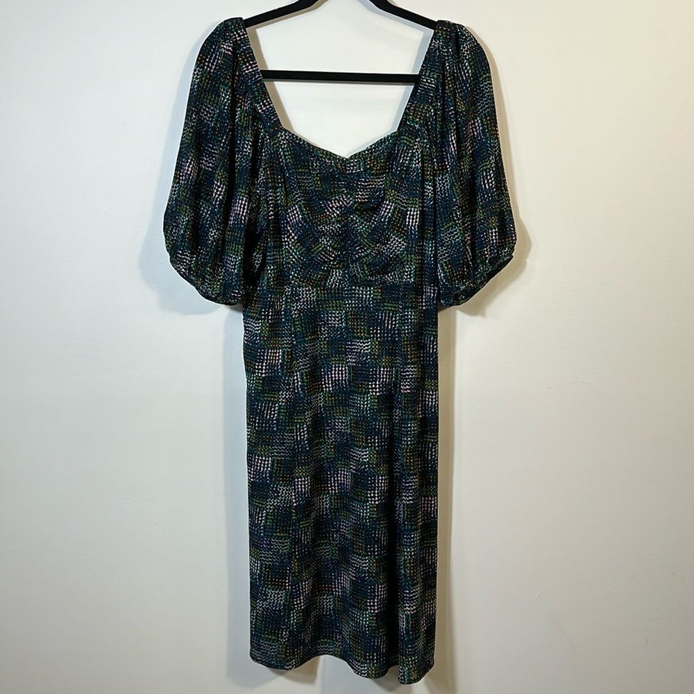 Cabi Elaine Dress 3D Print Fully Lined Knee Length Puff Sleeve Women Size Medium